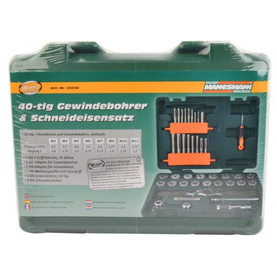 Bestpreis 💯 Brüder Mannesmann Gewindebohrer + Schneideisensatz, 40-tlg.; 53230 🤩 4 Bestpreis 💯 Brüder Mannesmann Gewindebohrer + Schneideisensatz, 40-tlg.; 53230 🤩 – Bild 2