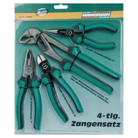 Brandneu ⭐ Brüder Mannesmann Vierteiliges Zangen-Set Stahl 10997 Hohe Qualität 🎉 3 Brandneu ⭐ Brüder Mannesmann Vierteiliges Zangen-Set Stahl 10997 Hohe Qualität 🎉
