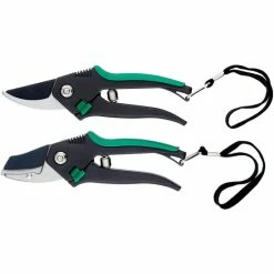 Angebote 👍 Brüder Mannesmann BRÜDER MANNESMANN Leichtmetall-Gartenscheren-Set 2-teilig Schwarz / Grün 🔔